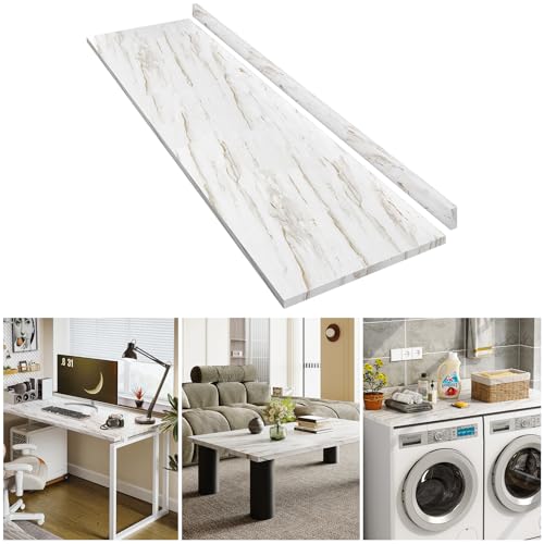 LOVMOR Laminate Countertop Wood Plywood Sheets Table Top for DIY Kitchen Countertop Office Desk Top Washer Dryer Counter Top 96 L x 25.56 W x 0.75D (Drama Marble)