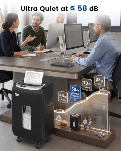 Image of VidaTeco 18-Sheet Paper Shredder for Home Office Heavy Duty Micro Cut | 60-Minute Micro Cut P-4 Security, Auto-Reverse Anti-Jam System, 7.9-Gallon Pullout Bin, Shreds Staples /CD /Credit Cards (ETL)