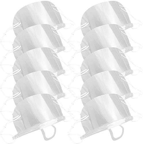 Preisvergleich Produktbild 10 Stück Mundschutz Schilder Transparente Praktische Gesichtsschutz, Safety Gesichtsschutzschild Kunststoff Visier Gesichtsschutz Anti-Fog Anti-Öl Splash Transparent Schutzvisier (10PC)