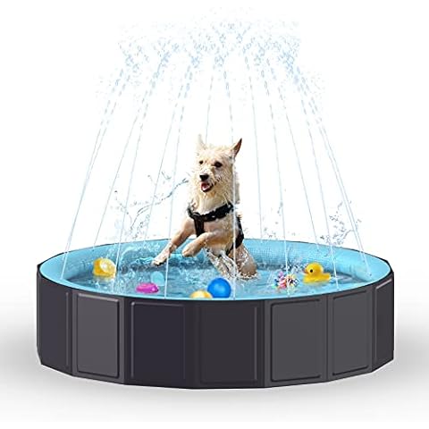 Piscina plegable Rywell para perros con función de rociado de agua Cover