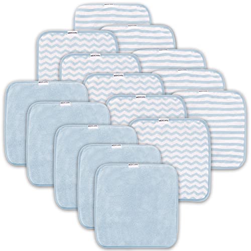 Image of MOIICARE 15 Pack Baby Washcloths - Super Soft Absorbent Wash Cloths for Boy and Girl, Newborn Essentials Baby Clothes, Gentle on Sensitive Skin for Face and Body, 10" by 10" Aquamarine