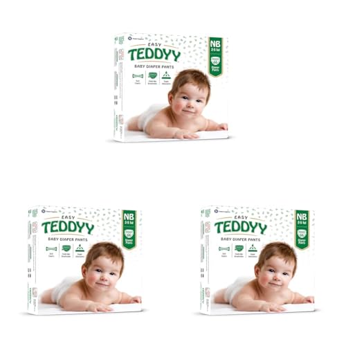 Image of TEDDYY Baby Easy New Born Diaper Pants 66 Count (Pack of 3), Upto 5 kgs, 12 hrs Leak Protection, Anti - Bacterial