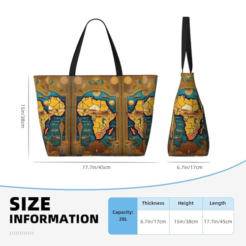 Abstract World Map Extra Large Tote Bag For Women,Foldable Beach Bag With Pocket Weekender Travel Overnight Bag4