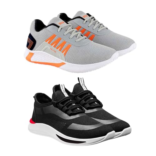 Image of BRUTON Trendy Men Sports Running Shoes - Combo Pack of 2, Size : 8
