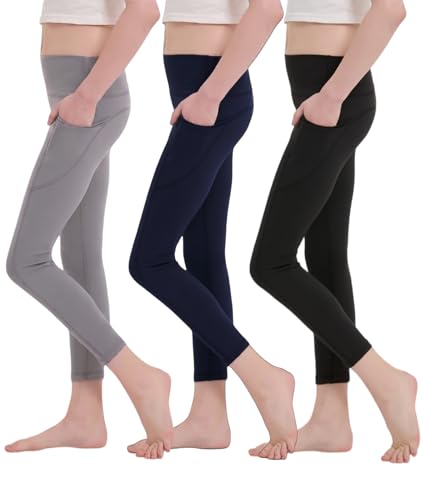Legging de sport fille noir lot de 3 avec poches pour EPS école