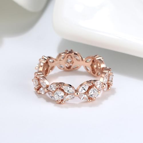 Ginger Lyne Collection Unique Eternity Marquise Clear CZ Rose Gold over Sterling Silver Bridal Eternity Wedding Band Ring2