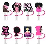 8Pcs Pink Girl Straw Cover for Tumbler Cap, Silicone Straw Topper, 10mm Drinking Straw Tip Covers for Accessories (Pink Girl)