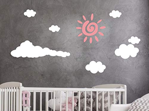 Vinilos Decorativos de Nubes y Sol para Pared Infantil