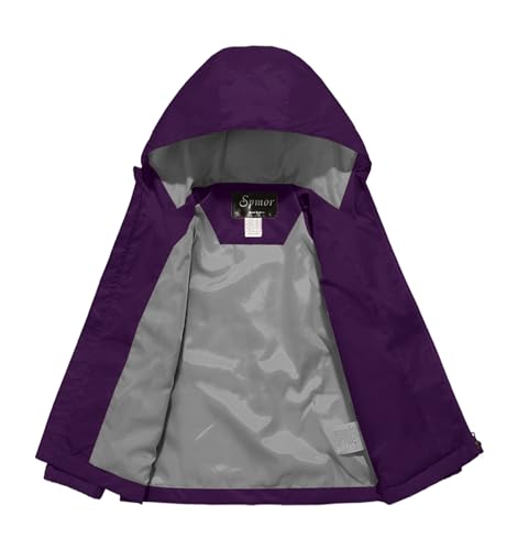 Image of Boys Girls Rain Jackets Lightweight Waterproof Hooded Raincoat Lined Windbreakers for Kids