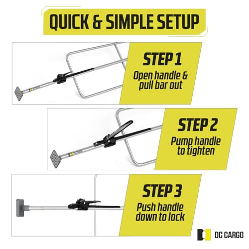 Image of DC Cargo 89-104 Inch Long Steel Cargo Lock Bar Freight Load Tie-Down with Welded Hoop Sets for Enclosed Trailers, Vans, Reefers
