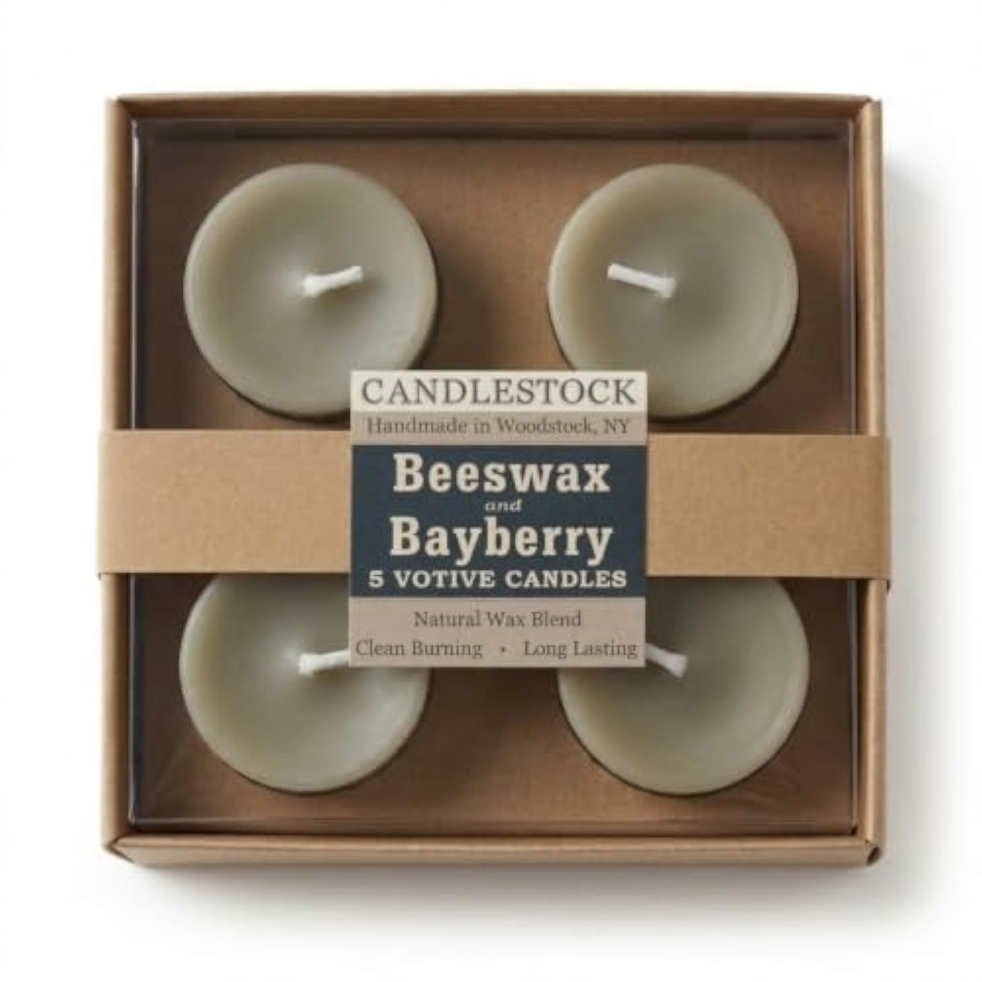 Real Bayberry Votive Candle 5 Pack, Unscented