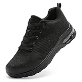 LUPWEE Safety Trainers Slip Resistant Steel Toe Cap Trainers for Men Women, Puncture Proof Safety Shoes Breathable Comfortable Industrial Work Shoes,Black 10.5