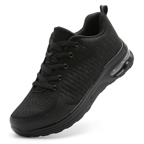 LUPWEE Safety Trainers Slip Resistant Steel Toe Cap Trainers for Men Women Puncture Proof Safety Shoes Breathable Comfortable Industrial Work Shoes Black 10