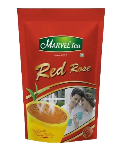 Image of Marvel Red Rose Tea 1Kg, Strong Kadak CTC Loose Tea, Handpicked Strong Chai Unique Blend From Assam & Darjeeling, Refreshing Aroma & Rich Taste