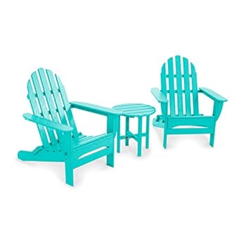 Alternative view of POLYWOOD PWS214-1-AR Classic Folding 3-Piece Adirondack Seating Set, Aruba