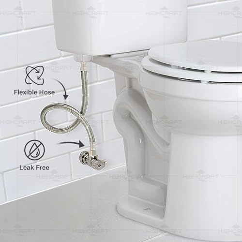 HIGHCRAFT 2-Pack 20 Inch Flexible Toilet Water Supply Line Braided Stainless Steel Toilet Hose Connector 3/8 Inch Compression x 7/8 Inch Ballcock Plastic Nut by Highcraft - Image 5