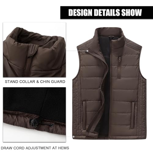 Image of Msmsse Men's Outerwear Vests Winter Quilted Padded Vest Gilet Stand Collar Warm Puffer Vest