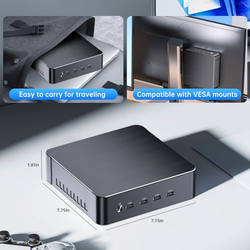 Kinupute Mini PC, Desktop Computer i7-4700HQ 2.4-3.4GHz, Win-10 Pro, 16G DDR3, 256G SSD, HDMI, VGA Port, USB3.0, WiFi6, BT5.2, Gigabit Ethernet for Business/Education/Office/HTPC
