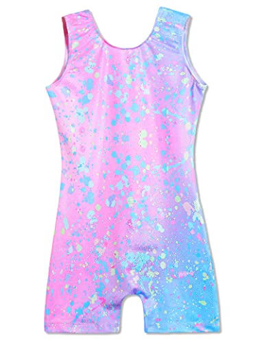 Domusgo Leotard for Girls Gymnastics Size 5-6 Years Old Sparkly Graffiti Dot Sleeveless Biketard...