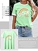 Dresswel Women Good Vibes T-Shirt Rainbow Graphic Print Tee Shirts Summer Tops(Light Green,XL) #3