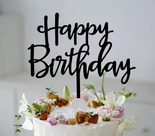 Cc Town Happy Birthday Cake Topper, Black Acrylic Durable Versatile Cake Topper For Birthday Party Decoration Ideas, Perfect Keepsake For Your Family And Friends #TOP4