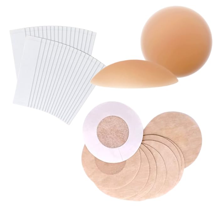 36 Pcs Fashion Tape +1 Pair Silicone Reusable Nipple Cover + 5 Pair Disposable Nipple Cover-Nipple Pasties Pad-Silicone Nipple Cover Bra Pad. Beige…-image-17