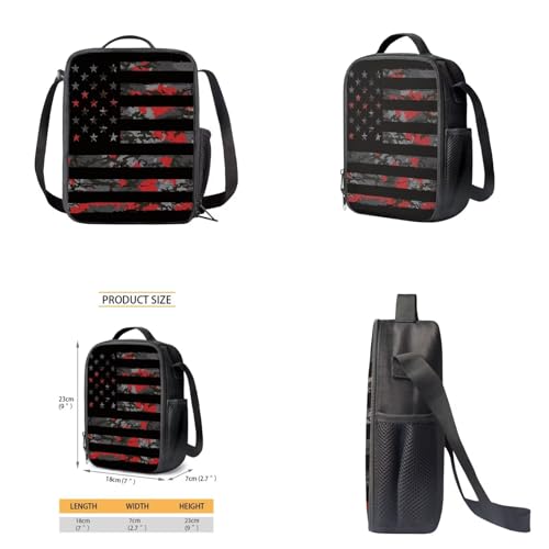 American Flag Camo Backpack for Boys Kids Backpack with Lunch Box Water Bottle Carrier and Large Pencil Case 4PCS Set Bookbag with Front Pocket for School Teens 17 inch Lightweight School Bag4