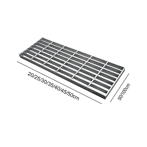 Pokrywa rusztu odpływowego ze stali ocynkowanej, 40 x 100 cm, zewnętrzny wykop, sitko, płyta do zarządzania wodą deszczową, srebrny kolor, wytrzymałe rozwiązanie drenażowe