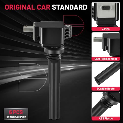 Image of BDFHYK Ignition Coil Pack Set of 6 Compatible with Lincoln 2018-2021 Navigator 2017-2021 F-150 2018-2021 Expedition 2017-2021 GT 3.5L V6 Replacement for UF826 DG585
