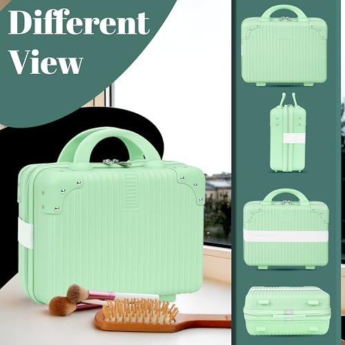 Image of Storite Makeup Organizer Bag for Women - Travel Cosmetic Kit Storage Organiser - Travel Cosmetic Organizer Box | Portable Vanity Suitcase for Women & Girls- Pistachio