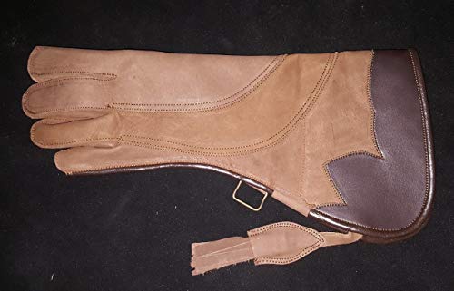 Guante de cetrería de 16 pulgadas en cuero Nubuck marrón claro para mano izquierda