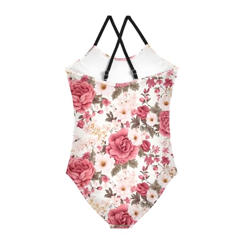 Flowers Floral Pink Girls One Piece Swimsuit Beach Swimwear 208501742