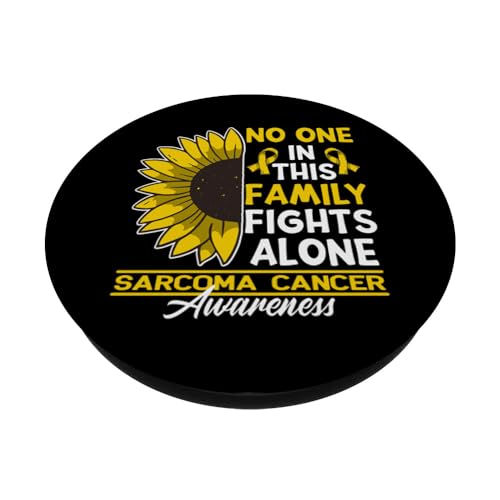 No One In This Family Fights Alone I Sarcoma Cancer PopSockets Swappable PopGrip, Black - Image 2