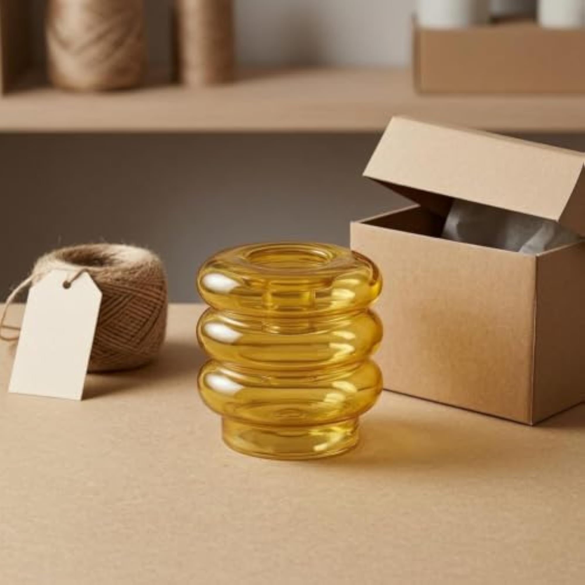 Tealight Compatible Stacked Glass Candle Holder