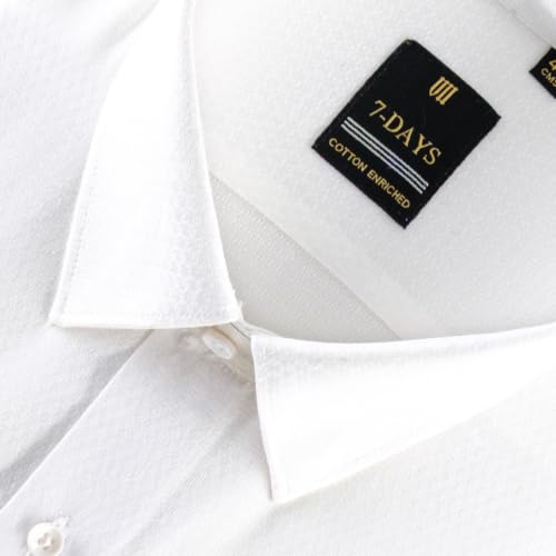 Image of 7-DAYS Premium Men's Formal Shirts - Cotton Rich, Textured Self-Design, Full Sleeve, Regular Fit, Wrinkle Resistant, with Pocket - Perfect for Office