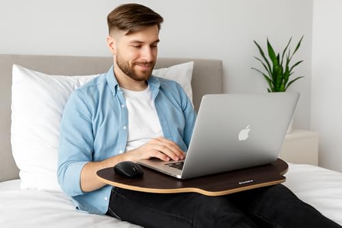 Image of Lapboard for Laptop & Study | Ergonomic Wooden Lap Desk | Large 30.5 inch Surface | Lightweight & Portable | Work from Bed, Sofa, Chair | Made in India | (Walnut, SPIDER-LB-30X16-WALNUT)