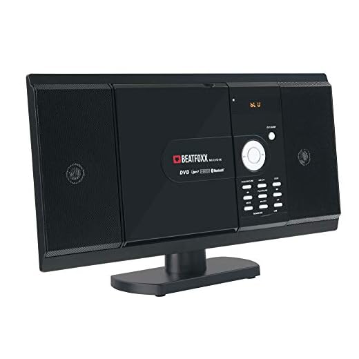 Beatfoxx MC-DVD-90 Design stereo, kompakt anläggning med DVD-spelare MP3 (DVD/CD/MP3-spelare, USB/SD-slots, Bluetooth, HDMI och FM/MW-radio, AUX, fjärrkontroll) svart