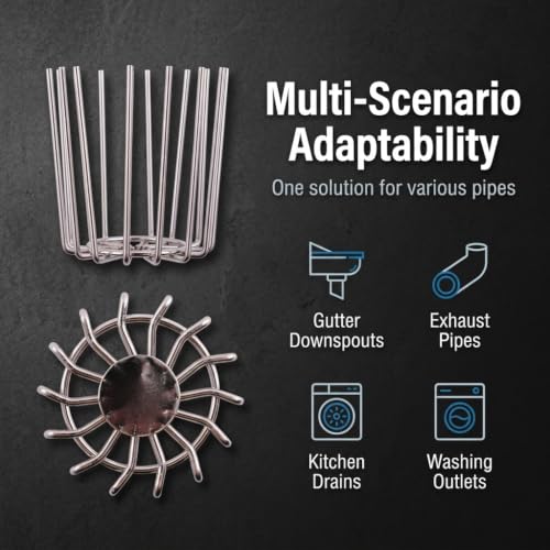 Image of HASTHIP Drain Pipe Stopper Stainless Steel Gutter Guard for Outdoor Use