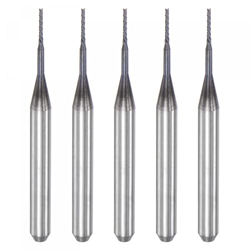 Image of uxcell End Mill CNC Router Bits, 0.6mm x 5.5mm 1 /8 inch Shank Diamond Film Coated Carbide Engraving Bit Milling Cutter Left Hand for PCB Plastic Fiber Wood 5pcs