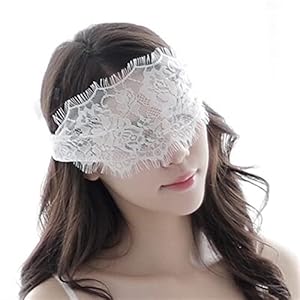 Holle bandage kant oogmasker for kostuums accessoires Dames blinddoek (Color : White)