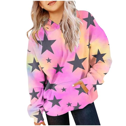 Cute Y2K Hoodies for Girls Star Graphic Oversized Long Sleeve Sweatshirts Kids Fall Winter Pullover (A-Pink, 5-6 Years)2