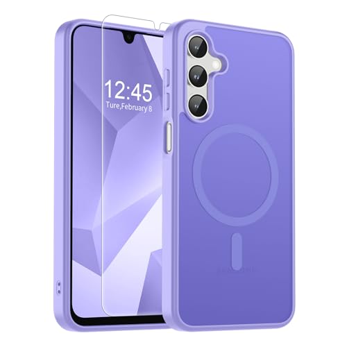 Image of SUPFINE Magnetic for Samsung Galaxy A16 5G Case with Screen Protector, (Built-in Magnets) (Military Grade Drop Protection) Slim Translucent Shockproof Phone Case,Purple