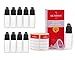 10x botellas de líquido de 10 ml con embudos + etiquetas, p. para e-liquids + e-cigarettes, botellas de plástico hechas de PE LDPE, botellas de dosificación líquidas, botellas que caen o botellas de apretón + tapas negras