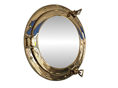  Oblò classico in ottone, grande struttura in ottone nautico pesante, 38,1 cm, 5,25 kg ciascuno