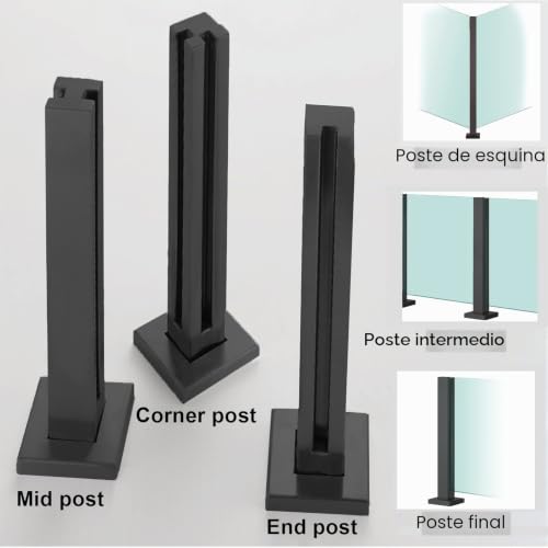 Poste para barandilla de cristal en acero inoxidable premium para sistemas de terraza 3