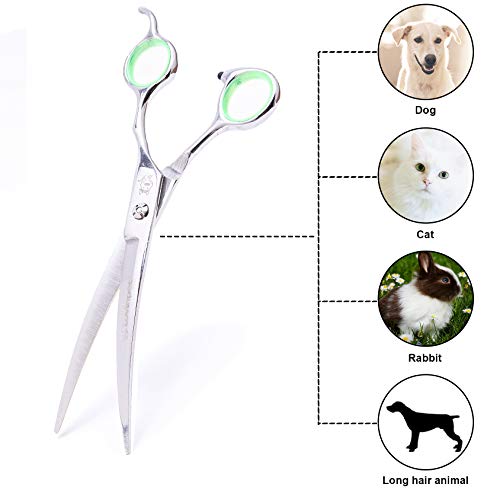 Lovinpet Pet Grooming Scissors Professional Dog Cat Grooming Shears With Round Blunt Tip Stainless Steel, Dog Curved Scissors For Grooming Cats Dogs Grooming Tools #TOP6