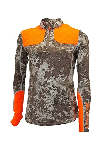 Girls With Guns Sienna Women’s ¼ Zip Long Sleeve Highland Hunting Shirt with Blaze Orange Padding on Shoulder & Forearm