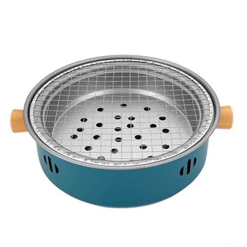 Parrilla de carbón portátil de 12 y 6 pulgadas con mesa desmontable para camping, picnics y barbacoa al aire libre, construcción de acero inoxidable para un uso duradero (azul)