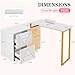 ROWIEP Nail Table for Nail Tech, L-Shaped Nail Tech Desk with 2 Drawers &Led Strip and Power Sockets, Professional Manicure Table for Beauty Salon, Home and Office
