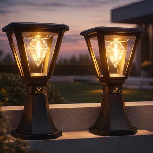 UBliss Diamond Cube Solar LED Garden Light | Outdoor Waterproof Decorative Pathway Lamp for Gate, Pillar, Lawn, Balcony & Garden | Warm White Solar Powered Light (Pack of 2)
